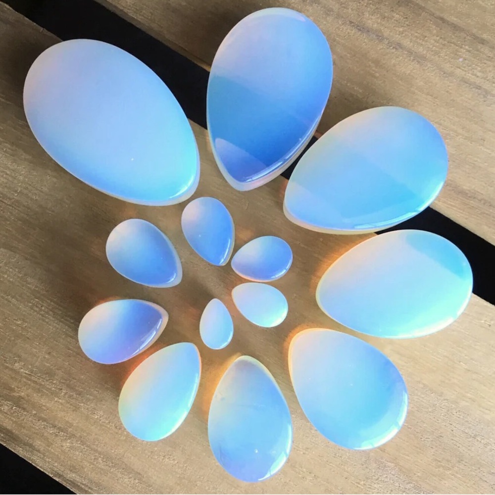 Opalite Teardrop Stone plugs/ gauged earrings